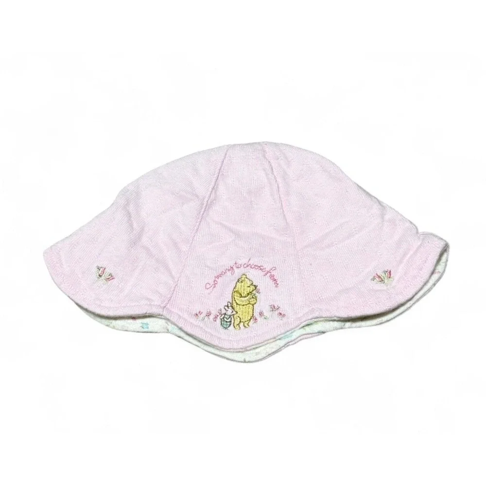 Vintage Disney Classic Pooh baby girl pink embroidered sun hat